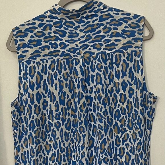 Equipment Femme Size L 100% Silk Cheetah Print Sleeveless Collared Shirt Dress - Picture 4 of 9